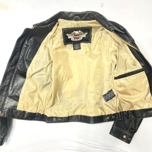 Harley-Davidson Leather Jacket Embroidered Angel Wings Leather Jacket Size M/L - Picture 5 of 13